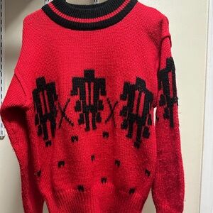 Red and Black Patterned Sweater